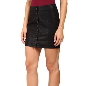 NWOT Free People Black Faux Leather Skirt 8